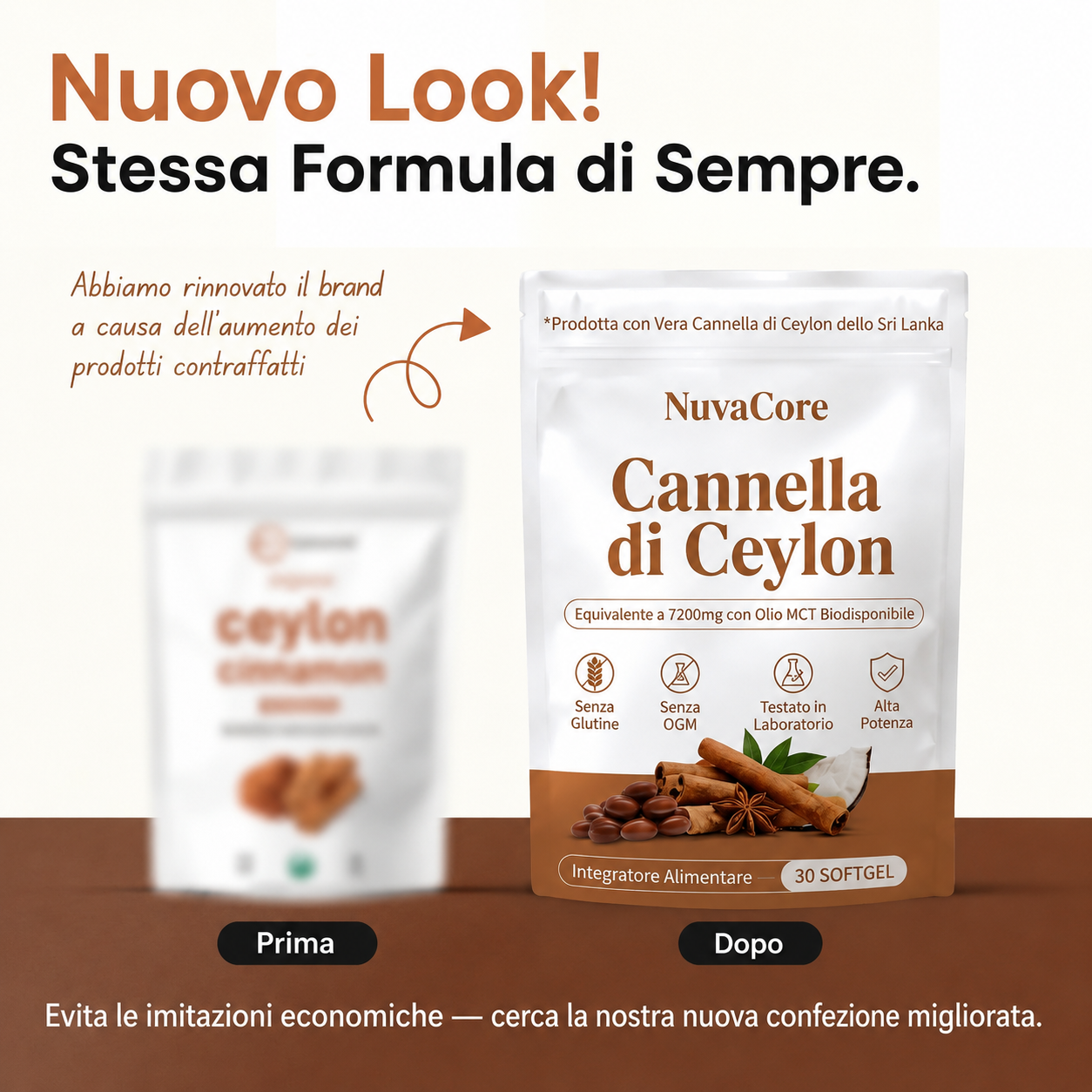 Cannella di Ceylon equivalente a 7200mg con Olio MCT